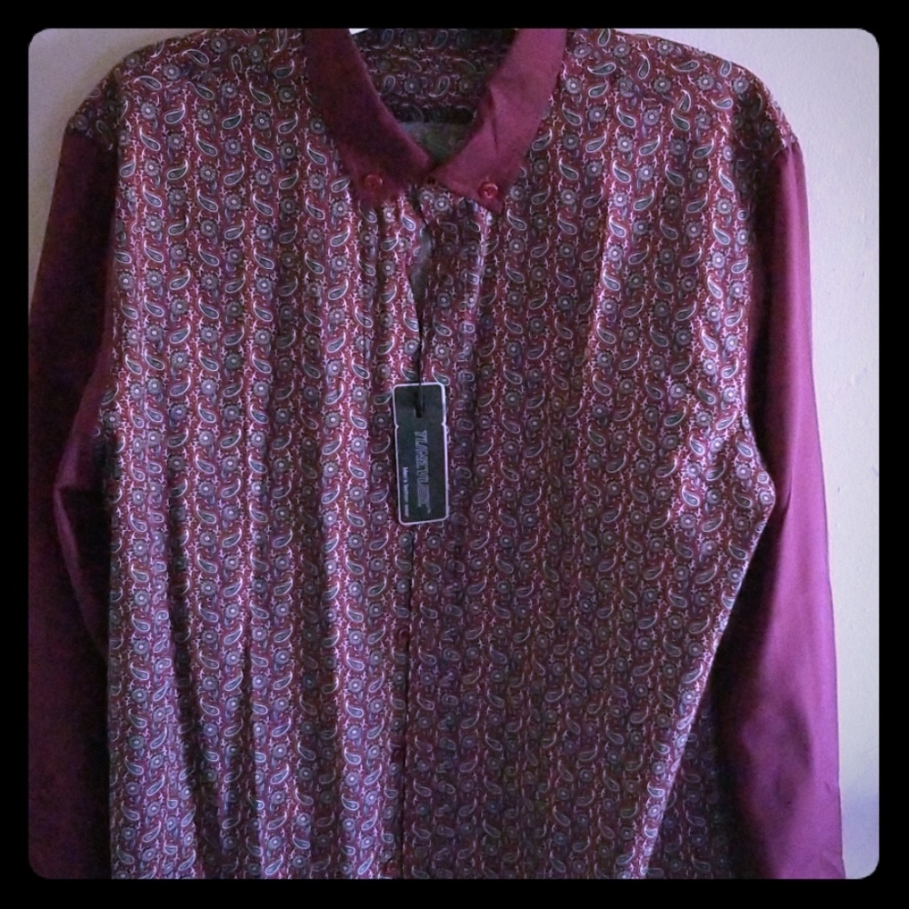 Burgundy button up shirt